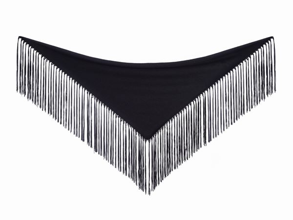 Hermes - Scialle Herm&#232;s con frange nero