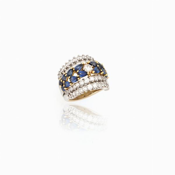 Anello con zaffiri e diamanti