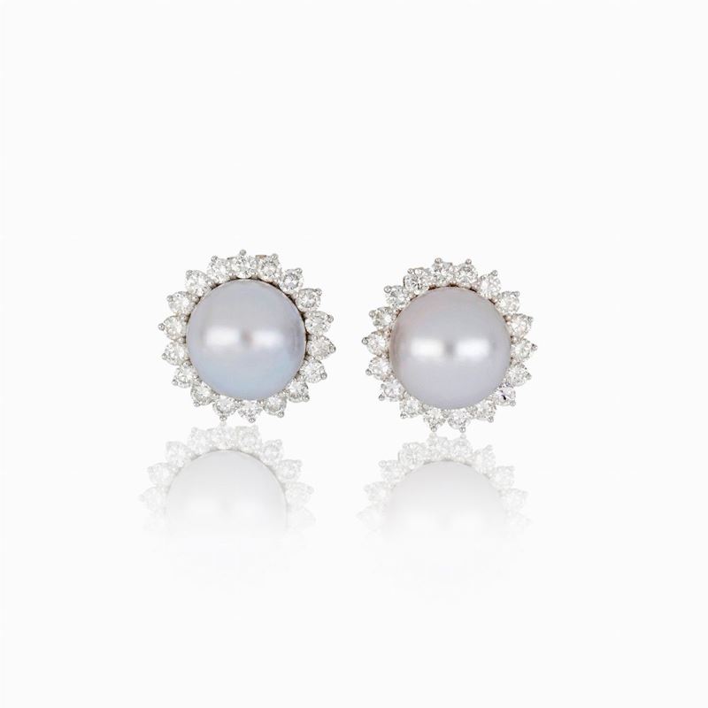 Orecchini con Diamanti e Perle Coltivate South Sea