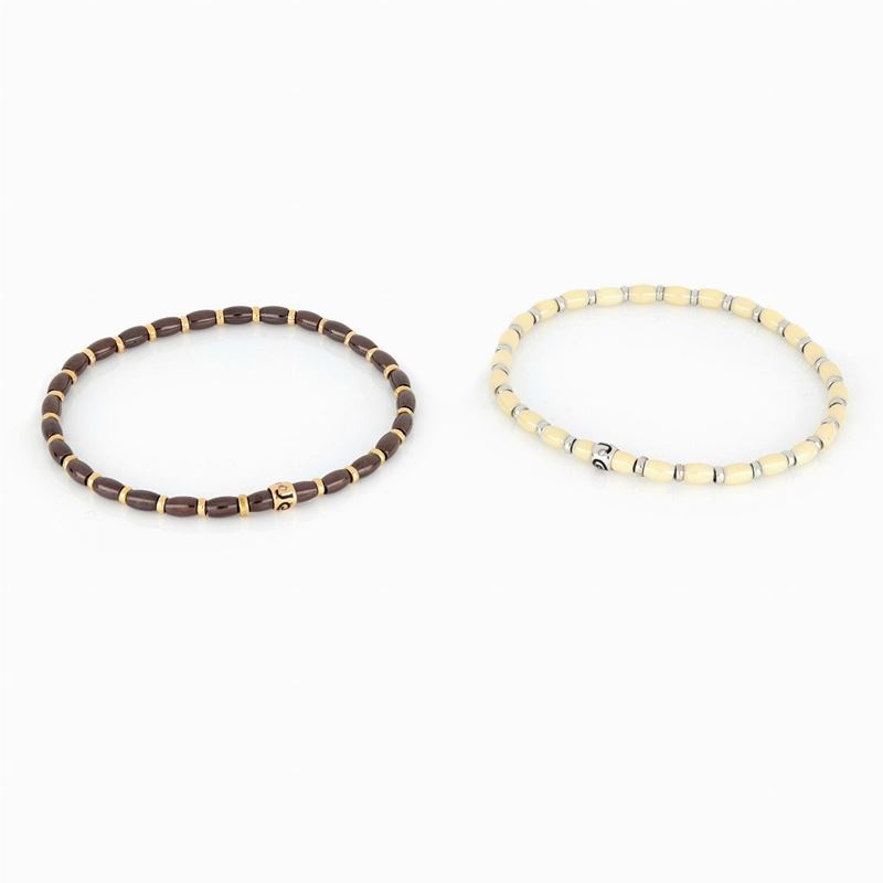 Bracciali Elastici con Dischetti in Oro e Ceramica