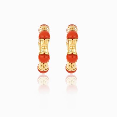 Orecchini a Cerchio con Corallo Firmati Bulgari