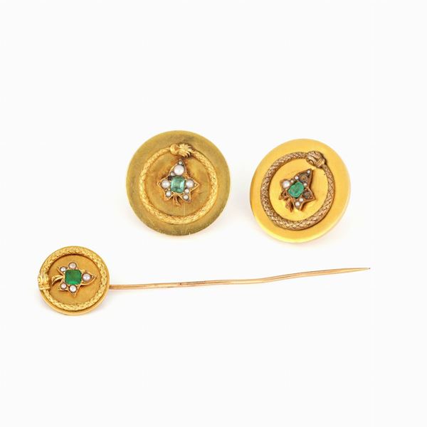 Set ferma cravatta e bottoni da sparato   - Asta GIOIELLI E OROLOGI  XX SECOLO - Faraone Casa d'Aste