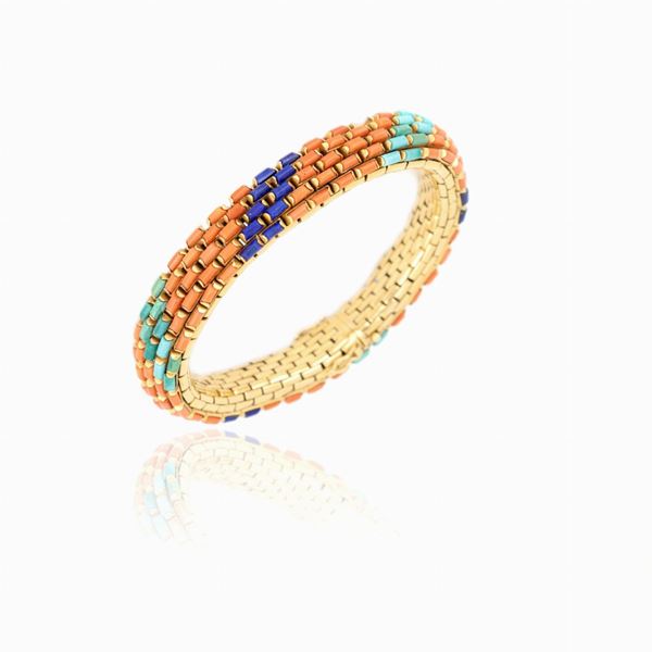Bracciale con corallo, turchese e lapislazzuli