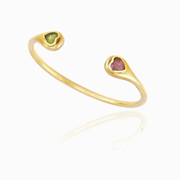 Bracciale rigido con ametista e olivina