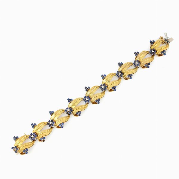 Bracciale oro giallo, zaffiri e diamanti