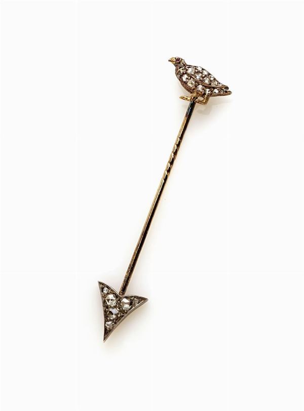 Spilla da giacca con diamanti  - Asta GIOIELLI E OROLOGI - Faraone Casa d'Aste