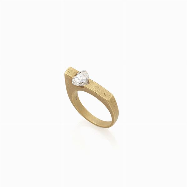 Anello in oro con diamante cuore  - Auction GIOIELLI E OROLOGI - Faraone Casa d'Aste