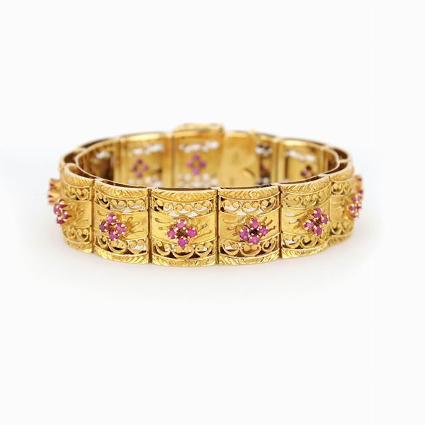 Bracciale oro giallo e rubini