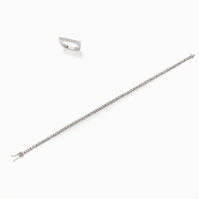 Demi-parure con Anello Geometrico e Bracciale Tennis