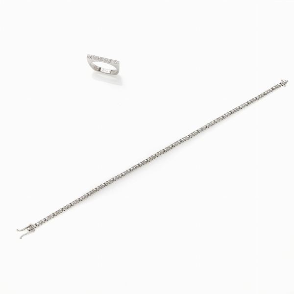 Lotto composto da anello e bracciale tennis