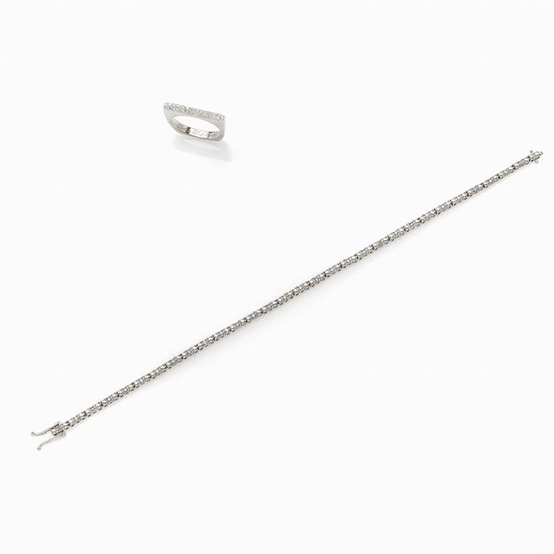 Demi-parure con Anello Geometrico e Bracciale Tennis
