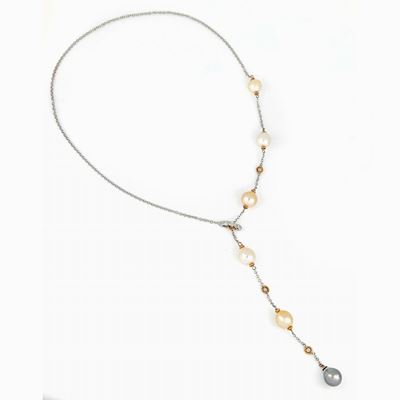 Collana con Perle Tahiti, Golden e Bianche e Diamanti