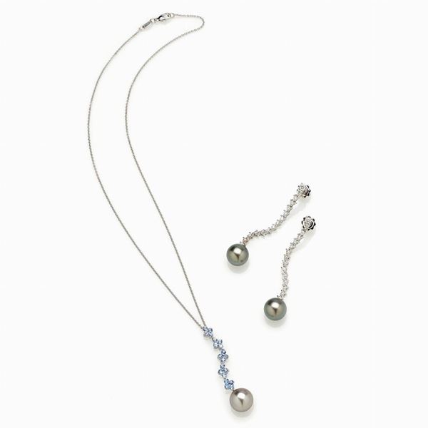 Demi-parure con perle Tahiti