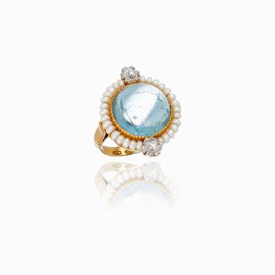 Anello con Acquamarina e Perle