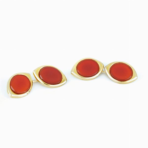 Gemelli con corniola  - Auction GIOIELLI E OROLOGI - Faraone Casa d'Aste