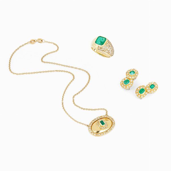 Demi-parure con smeraldi 
