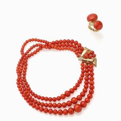 Demi-parure con Corallo