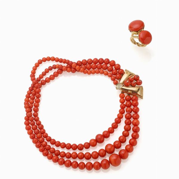 Demi-parure con corallo