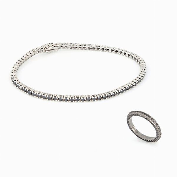 Demi-parure con diamanti neri 