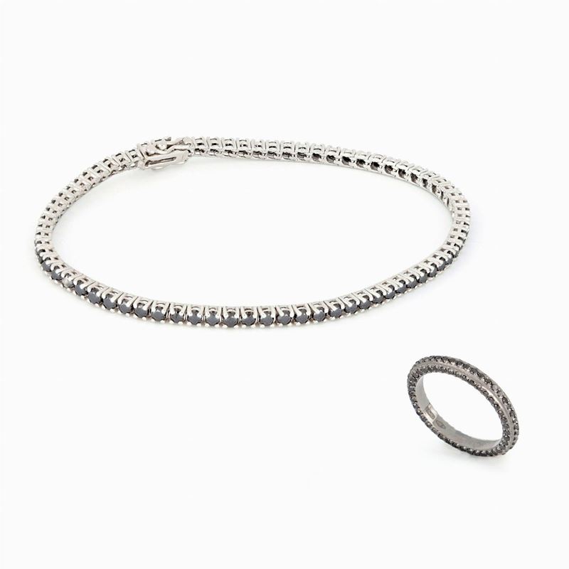 Demi-parure con Diamanti Neri