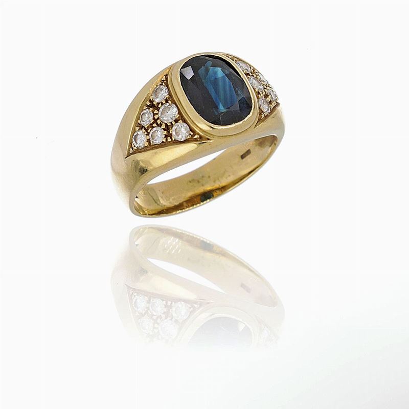Anello a Fascia con Zaffiro