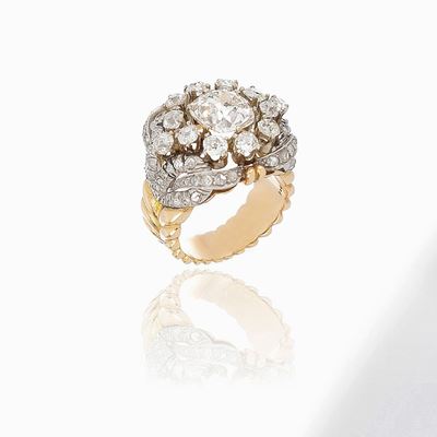 Antico Anello con Diamante Old Cushion
