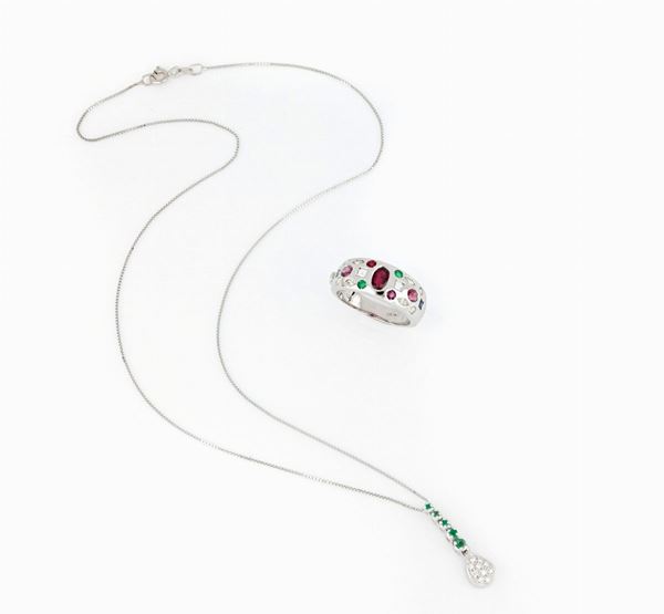 Demi-parure consisting of ring and necklace