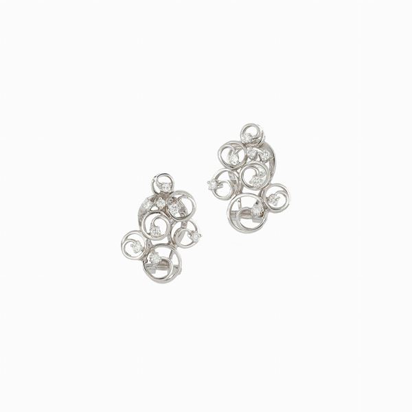 Earrings with diamonds  - Auction GIOIELLI E OROLOGI - Faraone Casa d'Aste