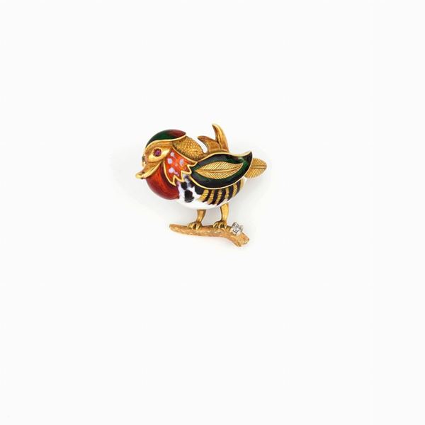 Woodpecker brooch 