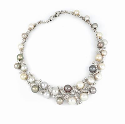 Importante Collier con Perle e Diamanti