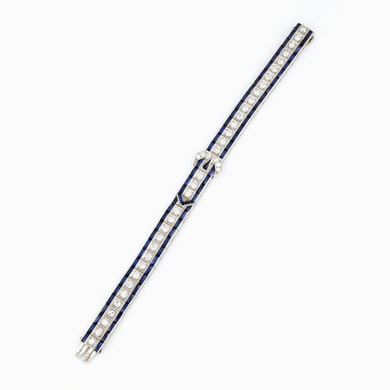 Bracciale con Diamanti e Zaffiri Sintetici