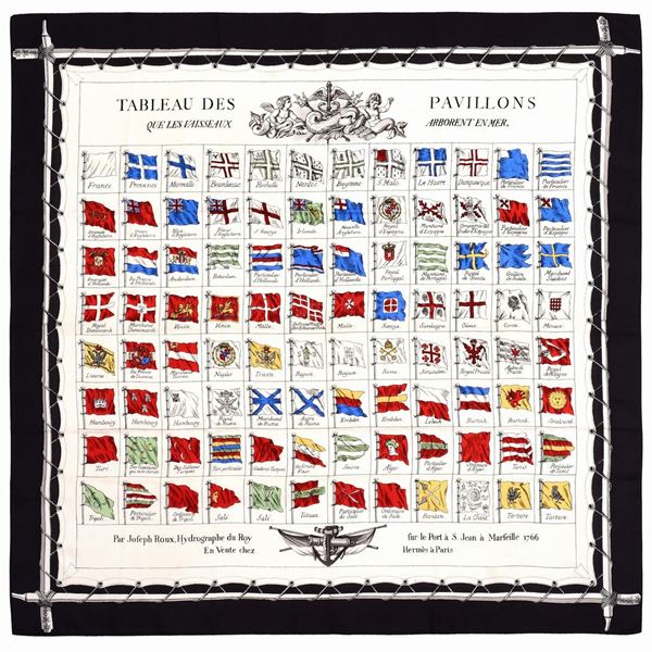 Hermes : Herm&#232;s Tableau des Pavillons que les Vaisseaux arborent en mer scarf  - Auction GIOIELLI, OROLOGI E VINTAGE LUXURY GOODS - Faraone Casa d'Aste