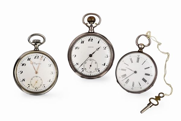 Set consisting of three silver pocket watch