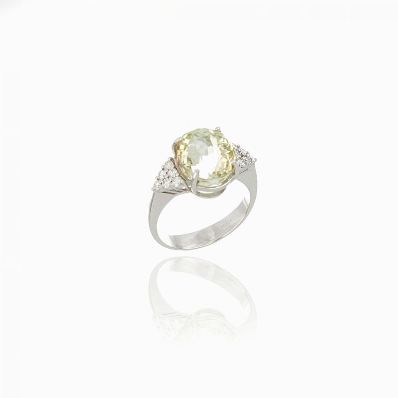 Anello con Tormalina Giallo-verde