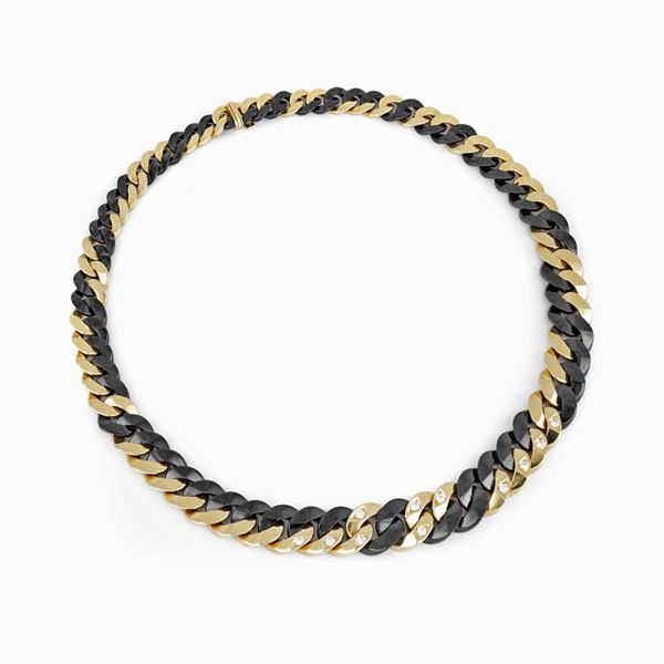 Yellow gold and stainless steel groumette necklace  - Auction GIOIELLI, OROLOGI E VINTAGE LUXURY GOODS - Faraone Casa d'Aste
