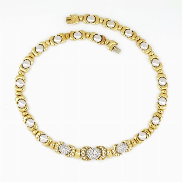 Girocollo in oro bianco e giallo con diamanti 