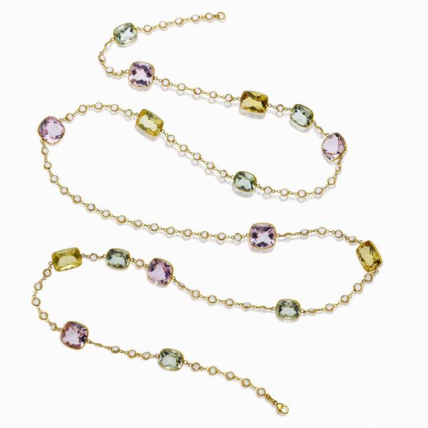 Collana Macchi oro giallo e pietre semipreziose