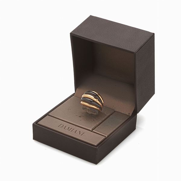 Damiani : Anello Damiani oro giallo, smalto e diamante  - Asta GIOIELLI, OROLOGI E LUXURY GOODS - Faraone Casa d'Aste