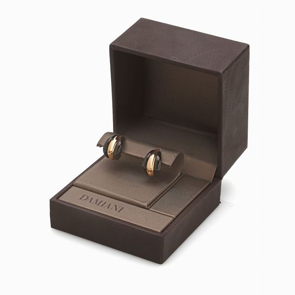 Damiani : Orecchini Damiani oro giallo, smalto e diamanti  - Asta GIOIELLI, OROLOGI E LUXURY GOODS - Faraone Casa d'Aste