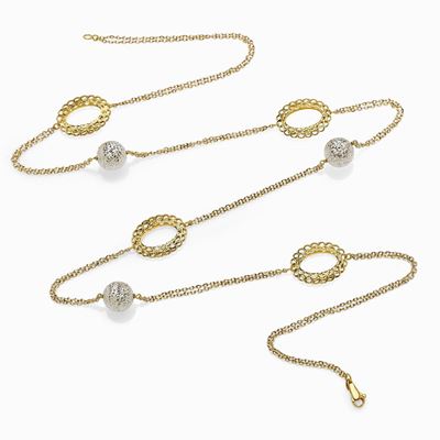Collana Lunga in Oro Giallo e Bianco