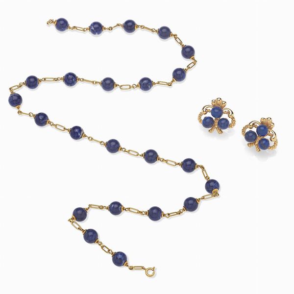 Demi-parure in oro giallo e lapislazzuli