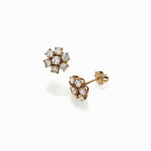 Orecchini a margherita con diamanti  - Auction GIOIELLI E OROLOGI - Faraone Casa d'Aste