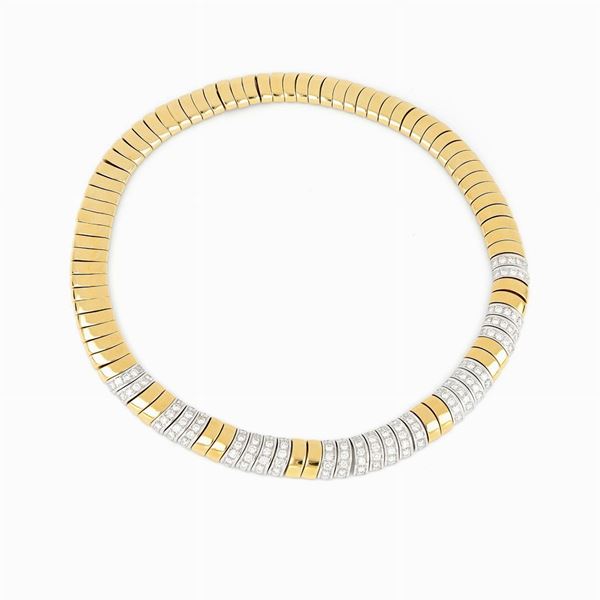 Girocollo in oro giallo e bianco con diamanti