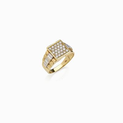 Anello in Oro Giallo e Bianco con Diamanti