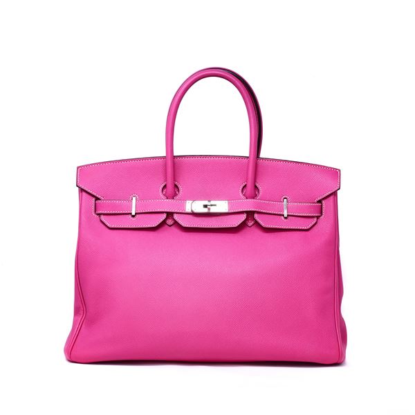 At Auction: Brand New~ HERMES Birkin 35 Rose Tyrien Epsom Leather Bag