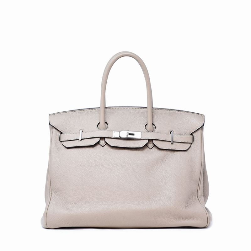 Hermes - Birkin Hermès 35 Clemence Gris Tourturelle