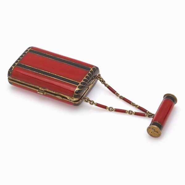 Early 1930's silver and enamel French Necessaire