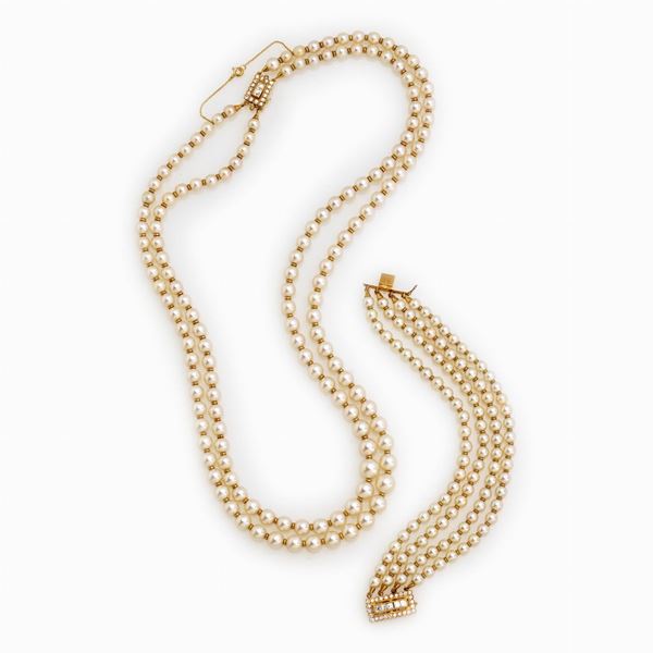 Demi-parure con perle  - Asta GIOIELLI, OROLOGI E LUXURY GOODS - Faraone Casa d'Aste