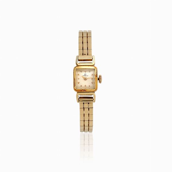 Omega yellow gold watch with square dial