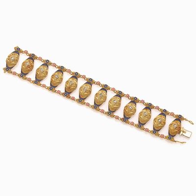 Bracciale Oro Giallo con Diamanti e Smalti
